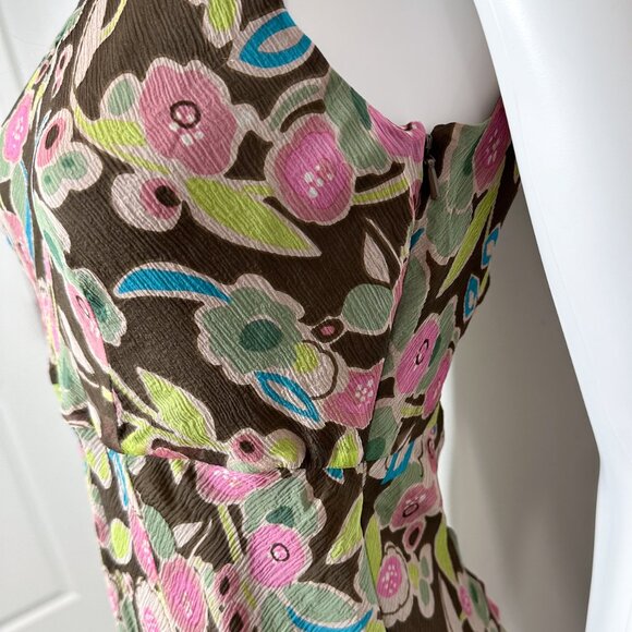 Garnet Hill Vintage Sleeveless Silk Abstract Floral Print Midi Dress Womens Sz 4 - Picture 5 of 14